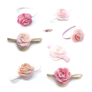 Παιδική Κορδέλα Φαρδιά Μαλλιών με Υφασμάτινο Λουλούδι - τριαντάφυλλο, λουλούδι, βρεφικά, κορδέλες για μωρά, αξεσουάρ μαλλιών - 4