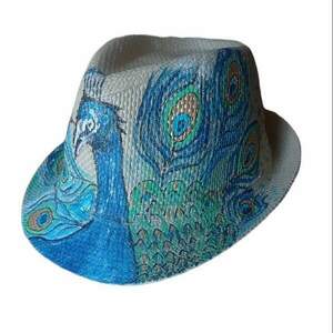 Καπέλο με ζωγραφική στο χέρι,καβουράκι, onesize - ψάθινα - 2