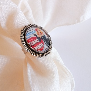 Χειροποίητο δαχτυλίδι vintage με υγρό γυαλί, αυξομειούμενο, χρώματος ασημί - vintage, γυαλί, χειροποίητα, αυξομειούμενα - 4
