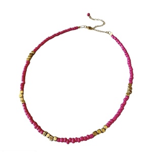 Cyclades Necklace Pink - ημιπολύτιμες πέτρες, τσόκερ, κοντά, ατσάλι
