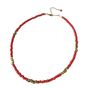 Cyclades Necklace Red - ημιπολύτιμες πέτρες, τσόκερ, κοντά, ατσάλι
