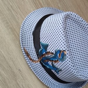 Καπέλο παιδικό γαλάζιο με πουά με άγκυρα - καπέλα - 2