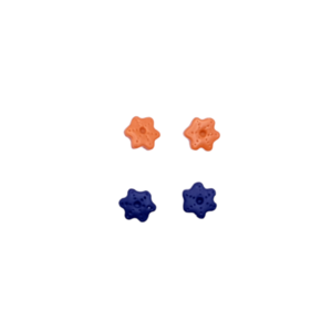 "Daisies 1" I Χειροποίητα καρφωτά σκουλαρίκια από πολυμερικό πηλό - set 2 ζευγάρια -1,2cm - χρώμα κεραμιδί / μπλε - πηλός, λουλούδι, καρφωτά, ατσάλι, καρφάκι