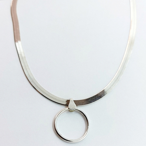 Collar Choker κολιέ- τσόκερ από ασήμι 925 (αλυσίδα snake chain) - ασήμι, ασήμι 925, κύκλος, τσόκερ - 4