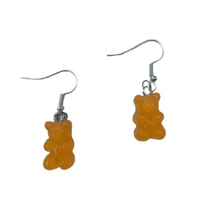 Σκουλαρίκια αρκουδάκια πορτοκαλί transparent - πλαστικό, αρκουδάκι, κρεμαστά, γάντζος