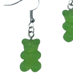 Σκουλαρίκια αρκουδάκια πράσινα transparent - πλαστικό, αρκουδάκι, κρεμαστά, γάντζος - 2