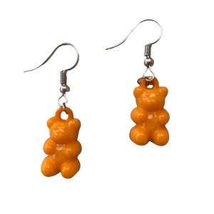 Σκουλαρίκια αρκουδάκια πορτοκαλί - πλαστικό, αρκουδάκι, κρεμαστά, γάντζος