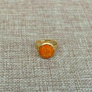 Δαχτυλίδι ατσάλινο με υγρό γυαλί , πορτοκαλί με λάμψη - ιδιαίτερο, ατσάλι, αυξομειούμενα, φθηνά - 3