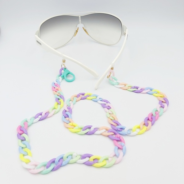 Αλυσίδα για γυαλιά πολύχρωμη ακρυλική, φοριέται και σάν κολιέ. - αλυσίδες, γυναικεία, χειροποίητα, κορδόνια γυαλιών - 4