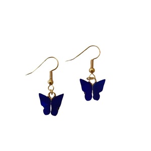 Σκουλαρίκια πεταλούδες μπλε - χαλκός, πεταλούδα, κρεμαστά, γάντζος