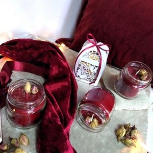 Αρωματικό κερί μπορντό με άρωμα κόκκινων φρούτων σε γυάλινο κυλινδρικό βαζάκι 100ml - κερί, αρωματικά κεριά, αρωματικό - 2