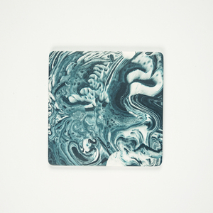 Τετράγωνο σουβέρ marble από οικολογική ρητίνη /coaster square - blue wave - ρητίνη, είδη σερβιρίσματος