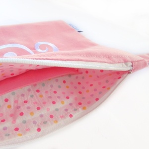Γυναικεία τσάντα χειρός 22x28 εκ ροζ με κέντημα μάτι λευκό - ύφασμα, φάκελοι, all day, χειρός, μικρές - 3