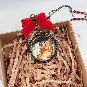 Gystav Klimt necklace - επάργυρα, χάντρες, μακριά, οικογένεια, μενταγιόν - 4