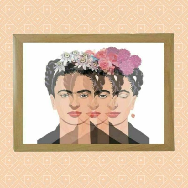 Καδράκι για " Frida ¨ με ξύλινη κορνίζα σε φυσικό χρώμα (21 χ 16 εκ. ) - πίνακες & κάδρα - 3