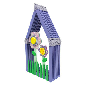 Παιδικό διακοσμητικό ξύλινο σπιτάκι λουλούδια 21×3×11 - κορίτσι, δώρο, διακοσμητικά, επιτραπέζιο διακοσμητικό, διακοσμητικό παιδικού δωματίου - 2