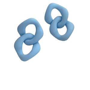 Γαλάζια ματ σκουλαρίκια - χαλκός, κρεμαστά, μεγάλα, φθηνά - 3