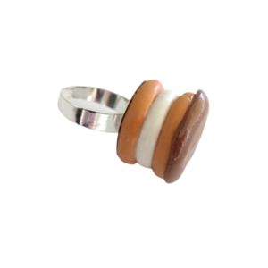 Δαχτυλίδι κωκάκι με πολυμερικό πηλό / μεγάλο / μεταλλική βάση / αυξομειούμενο / Twice Treasured - πηλός, cute, γλυκά, αυξομειούμενα, kawaii - 3