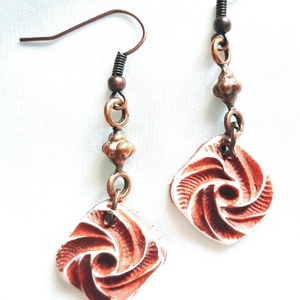 "The Whirlwinds" Handcrafted dangling earrings in the shape of wind turbines (5.0 cm height) - χαλκός, πηλός, μικρά, boho, κρεμαστά - 3