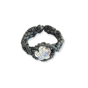 Macrame δαχτυλίδι σε ανθρακί χρώμα με πέτρα Swarovski - ημιπολύτιμες πέτρες, μακραμέ, σταθερά