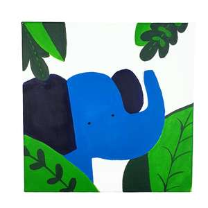 Χειροποίητος πίνακας ζωγραφισμένος με ακρυλικά χρώματα.Ελέφαντας στη ζούγκλα! - αγόρι, δώρα για βάπτιση, ζωάκια, παιδικοί πίνακες