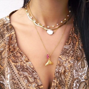 Mermaid necklace. - ημιπολύτιμες πέτρες, charms, ψάρι, ατσάλι, γοργόνα - 3