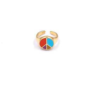 Δαχτυλίδι με πολύχρωμο σήμα της ειρήνης - chevalier, επιχρυσωμένα, ορείχαλκος, boho, αυξομειούμενα