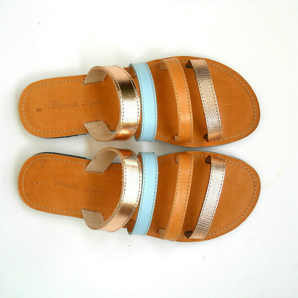 WaterColour Sandals - δέρμα, σανδάλι, φλατ, slides