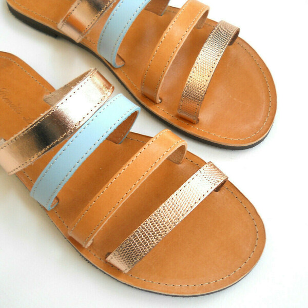 WaterColour Sandals - δέρμα, σανδάλι, φλατ, slides - 2
