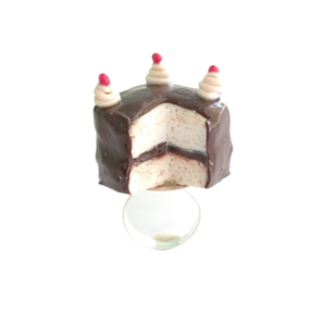 Δαχτυλίδι τούρτα βανίλια με ganache σοκολάτας με πολυμερικό πηλό / μεγάλο / μεταλλική βάση / αυξομειούμενο / Twice Treasured - πηλός, cute, γλυκά, αυξομειούμενα, kawaii