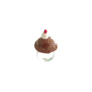 Δαχτυλίδι παγωτό σοκολάτα με πολυμερικό πηλό / μεγάλο / μεταλλική βάση / αυξομειούμενο / Twice Treasured - πηλός, cute, γλυκά, αυξομειούμενα, kawaii