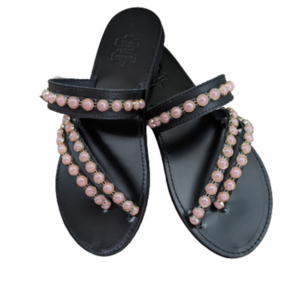 Δερμάτινα Σανδάλια Black Pink Sandal - δέρμα, φλατ, slides