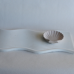 Διακοσμητικός Δίσκος Κύματα από τσιμέντο Λευκό 38cm | Concrete - διακόσμηση, τσιμέντο, πιατάκια & δίσκοι - 4