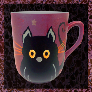 cat mug μωβ γάτα κούπα πορσελάνης - πορσελάνη, κούπες & φλυτζάνια