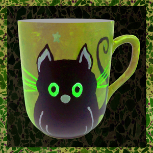 cat mug κίτρινη γάτα κούπα πορσελάνης - πορσελάνη, κούπες & φλυτζάνια