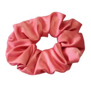 XL λαστιχάκι για τα μαλλιά σατέν ροζ κοραλλί - ύφασμα, χειροποίητα, λαστιχάκια μαλλιών, μεγάλα scrunchies, σατεν scrunchies