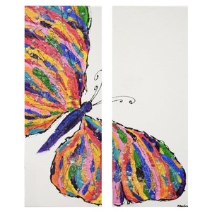 Πίνακας Πολύχρωμη πεταλούδα ακρυλικό σε καμβά - πίνακες & κάδρα, πεταλούδα