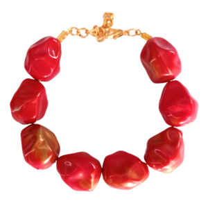 Βραχιόλι με ημιπολύτιμους λίθους ιριδίζον κόκκινο - ημιπολύτιμες πέτρες, charms, σταθερά, χεριού