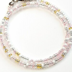 Ροζ Κολιέ με γυάλινες Χάντρες 2mm - γυαλί, τσόκερ, κοντά, seed beads - 3