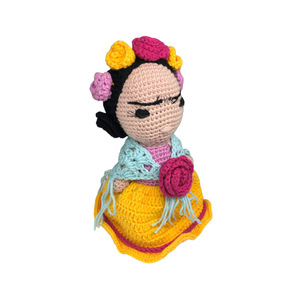 Πλεκτό κουκλάκι Φρίντα Κάλο 20εκατοστα Frida khalo - λούτρινα, amigurumi, frida kahlo, δώρο έκπληξη - 2
