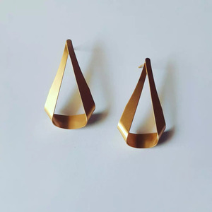 Gold love earrings ♡ ♤ ◇ - επιχρυσωμένα, ορείχαλκος, καρφωτά - 5