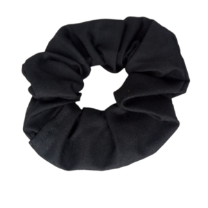 Black cotton scrunchie - ύφασμα, χειροποίητα, λαστιχάκια μαλλιών, φθηνά - 3