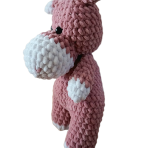 Πλεκτος ιπποπόταμος βελουτε/ stuffed crochet hippo - crochet, λούτρινα - 2