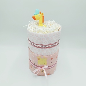 Χειροποίητο Diaper Cake για κοριτσάκι - Baby Giraffe - κορίτσι, δώρα για μωρά, σετ δώρου, δώρο γέννησης, diaper cake
