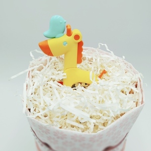 Χειροποίητο Diaper Cake για κοριτσάκι - Baby Giraffe - κορίτσι, δώρα για μωρά, σετ δώρου, δώρο γέννησης, diaper cake - 2