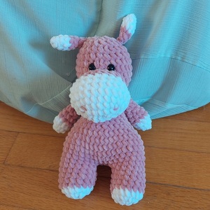 Πλεκτος ιπποπόταμος βελουτε/ stuffed crochet hippo - crochet, λούτρινα - 3