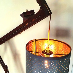 Φωτιστικό δαπέδου ξύλινο με καπέλο επιλογής καβαλέτο ζωγραφικής easel 160X60X60 καφέ, χρυσό - 4