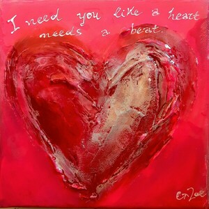 Red Heart, χειροποίητος πίνακας σε καμβά με υγρό γυαλί και ανάγλυφες λεπτομέρειες, 20χ20χ4 - πίνακες & κάδρα, πίνακες ζωγραφικής - 2
