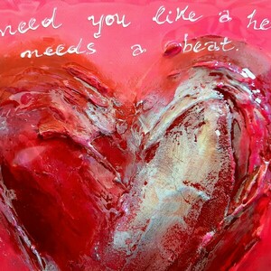 Red Heart, χειροποίητος πίνακας σε καμβά με υγρό γυαλί και ανάγλυφες λεπτομέρειες, 20χ20χ4 - πίνακες & κάδρα, πίνακες ζωγραφικής - 4