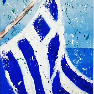 Greek flag. Χειροποιητος πίνακας ζωγραφικης με την ελληνική σημαία σε abstract διάθεση. Διασταση 30χ40χ4 - πίνακες & κάδρα, χειροποίητα, πίνακες ζωγραφικής